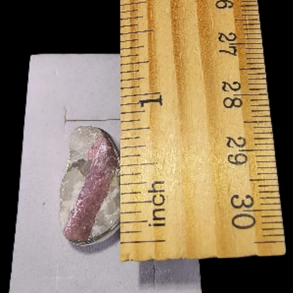 Sterling Silver Pink Tourmaline In Quartz Rough Crystal Ring